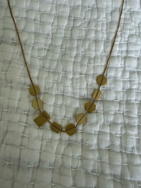 Anthropologie Gold Disc & Cylinder Bead Necklace - Picture 2 of 4